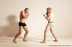 Underwear Martial art Man - Man White Moving poses Slim Short Blond Dynamic poses Academic